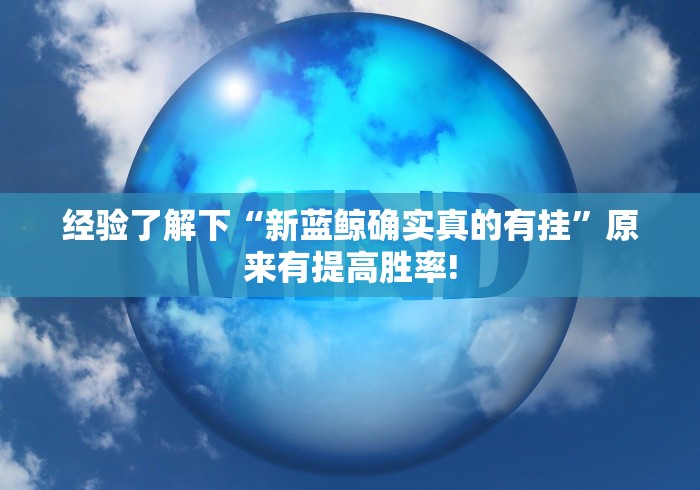 经验了解下“新蓝鲸确实真的有挂”原来有提高胜率!