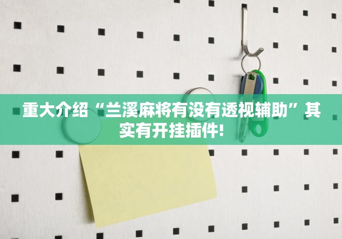 重大介绍“兰溪麻将有没有透视辅助”其实有开挂插件!