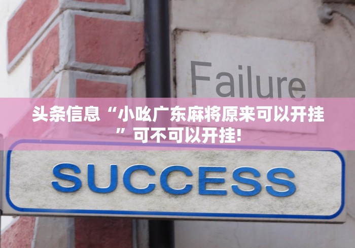 头条信息“小吆广东麻将原来可以开挂”可不可以开挂!