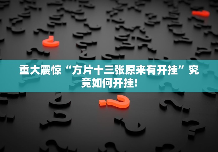 重大震惊“方片十三张原来有开挂”究竟如何开挂!