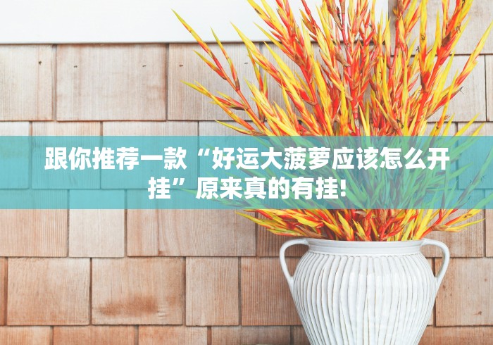 跟你推荐一款“好运大菠萝应该怎么开挂”原来真的有挂!