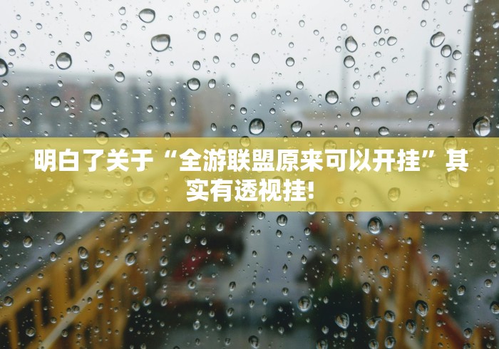 明白了关于“全游联盟原来可以开挂”其实有透视挂!