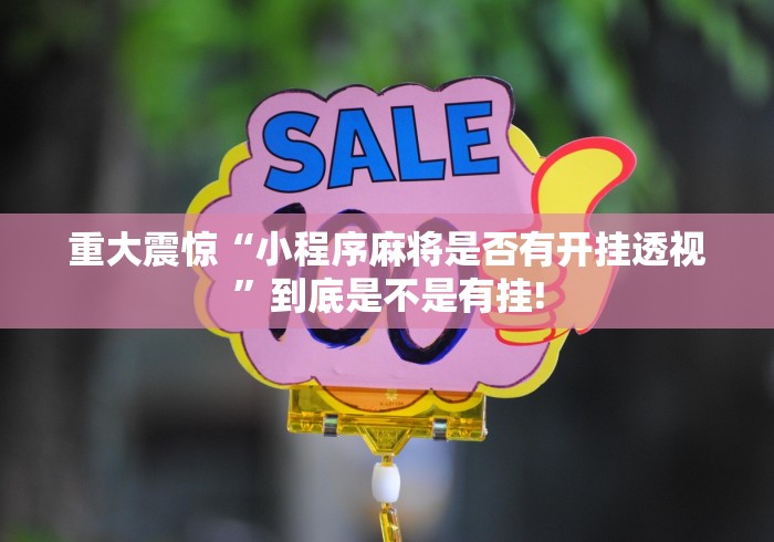 重大震惊“小程序麻将是否有开挂透视”到底是不是有挂!