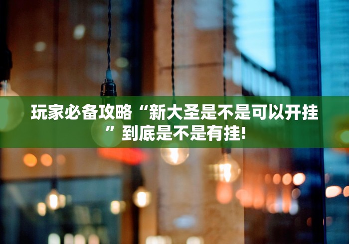 玩家必备攻略“新大圣是不是可以开挂”到底是不是有挂! 玩家必备攻略“新大圣是不是可以开挂”到底是不是有挂!