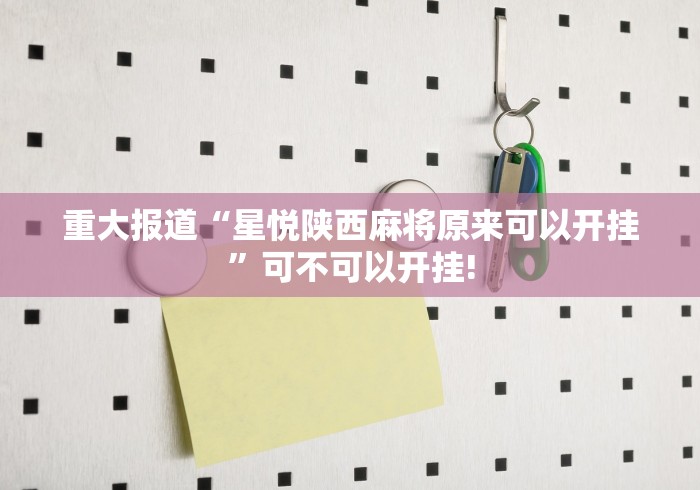 重大报道“星悦陕西麻将原来可以开挂”可不可以开挂!