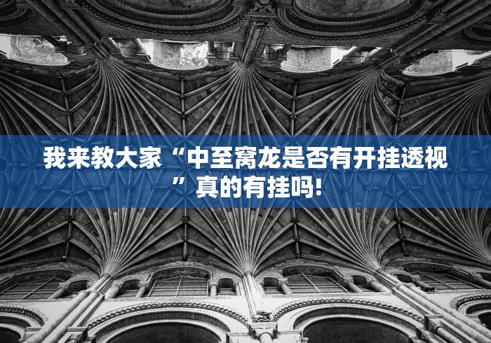 我来教大家“中至窝龙是否有开挂透视”真的有挂吗!