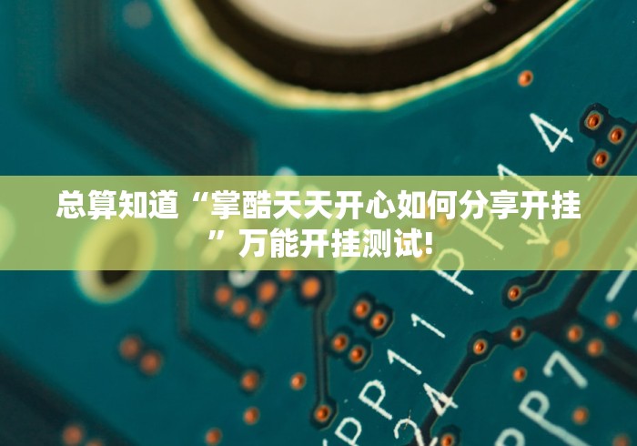 总算知道“掌酷天天开心如何分享开挂”万能开挂测试!