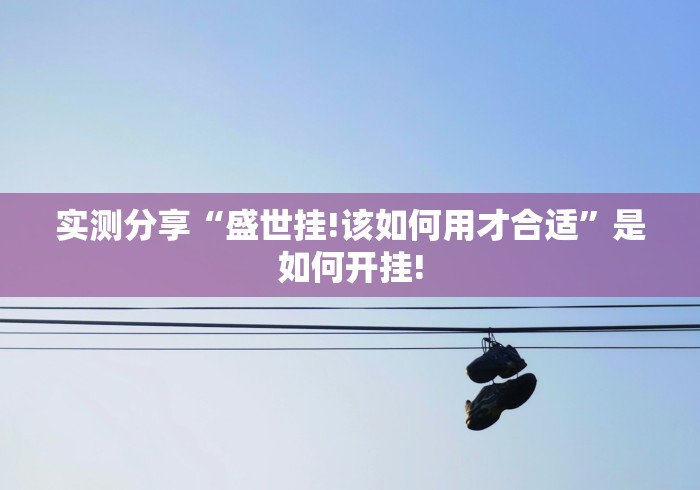 实测分享“盛世挂!该如何用才合适”是如何开挂! 实测分享“盛世挂!该如何用才合适”是如何开挂!