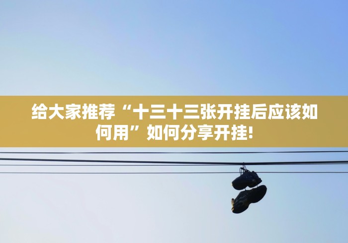 给大家推荐“十三十三张开挂后应该如何用”如何分享开挂! 给大家推荐“十三十三张开挂后应该如何用”如何分享开挂!